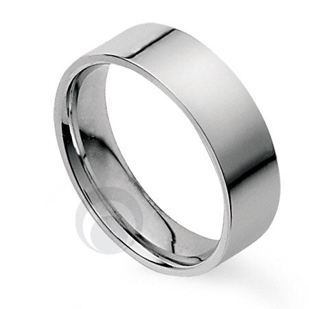8mm Plain Platinum Flat Court Wedding Ring