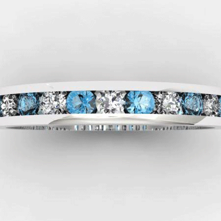 Diamond and Blue Topaz Eternity Ring