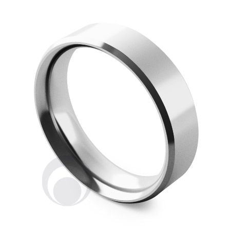 5mm Platinum Flat Court Bevelled Wedding Ring