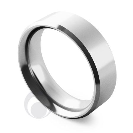 6mm Platinum Flat Court Bevelled Wedding Ring