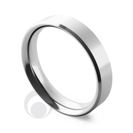 4mm Platinum Flat Court Bevelled Wedding Ring