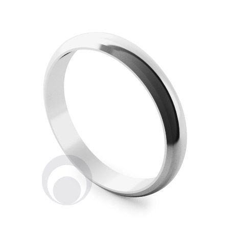 4mm Plain Platinum D-Shape Bevelled Wedding Ring