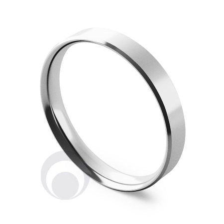 3mm Platinum Flat Court Bevelled Wedding Ring